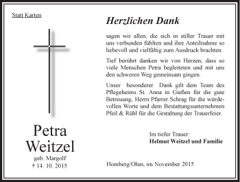 Traueranzeige von Petra Weitzel von VRM Trauer