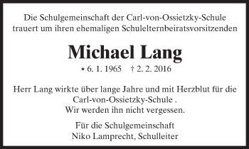 Traueranzeige von Michael Lang von  Wiesbaden komplett