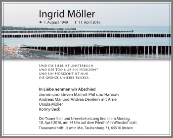 Traueranzeige von Ingrid Möller von  Wiesbaden komplett