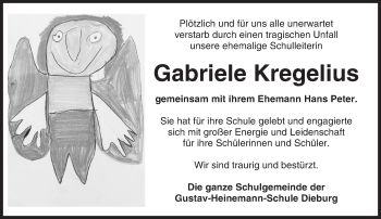 Traueranzeige von Gabriele Kregelius von Trauerportal Echo Online