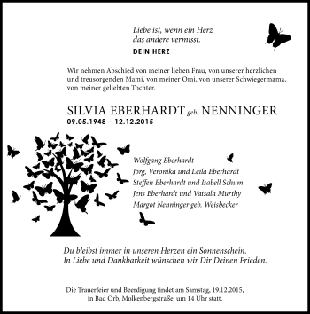 Traueranzeige von Silvia Eberhardt von  Gelnhäuser Tageblatt