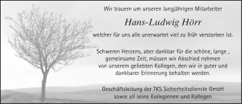 Traueranzeige von Hans-Ludwig Hörr von Trauerportal Echo Online