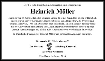 Traueranzeige von Heinrich Möller von VRM Trauer