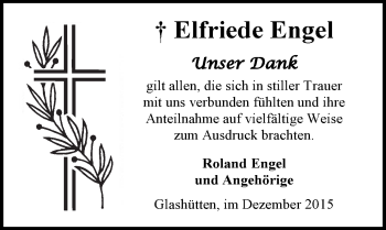 Traueranzeige von Elfriede Engel von  Sonntags Anzeiger