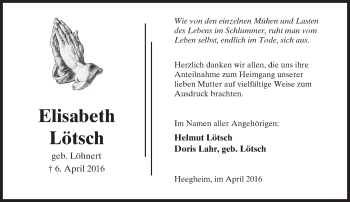 Traueranzeige von Helmut Lötsch von  Sonntags Anzeiger