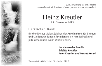 Traueranzeige von Heinz Kreutler von  Wiesbaden komplett