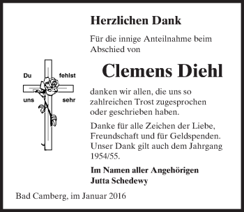 Traueranzeige von Clemens Diehl von  Camberger Anzeiger