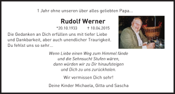 Traueranzeige von Rudolf Werner von  Wiesbaden komplett