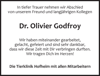 Traueranzeige von Olivier Godfroy von  Hofheimer Zeitung