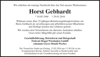 Traueranzeige von Horst Gebhardt von trauer.rmp.de