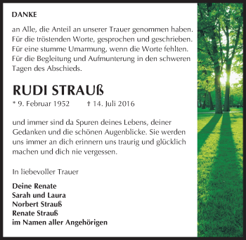 Traueranzeige von Rudi Strauß von Trauerportal Echo Online