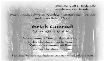 Traueranzeige von Erich Conradi von Trauerportal Rhein Main Presse