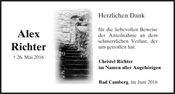 Traueranzeige von Alex Richter von  Usinger Anzeiger