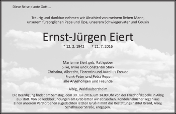 Traueranzeige von Ernst-Jürgen Eiert von Trauerportal Rhein Main Presse