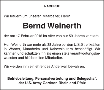 Traueranzeige von Bernd Weinerth von trauer.rmp.de
