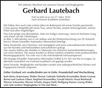 Traueranzeige von Gerhard Lautebach von trauer.rmp.de Traueranzeige von Gerhard Lautebach von trauer.rmp.de