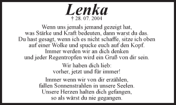 Traueranzeige von Lenka  von Trauerportal Rhein Main Presse