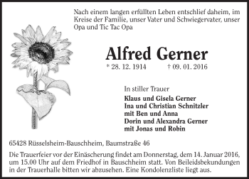Traueranzeige von Alfred Gerner von trauer.echo-online.de Traueranzeige von Alfred Gerner von trauer.echo-online.de