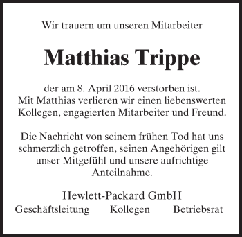 Traueranzeige von Matthias Trippe von trauer.rmp.de Traueranzeige von Matthias Trippe von trauer.rmp.de