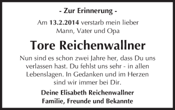 Traueranzeige von Tore Reichenwallner von  Wiesbaden komplett