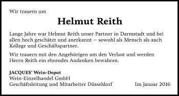 Traueranzeige von Helmut Reith von trauer.echo-online.de
