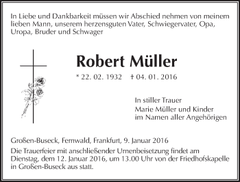 Traueranzeige von Robert Müller von  Gießener Anzeiger