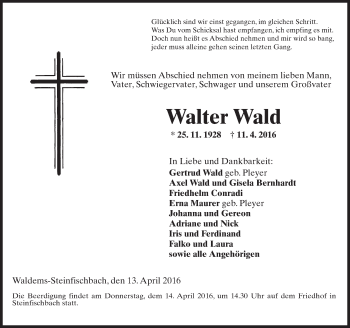 Traueranzeige von Walter Wald von  Wiesbaden komplett