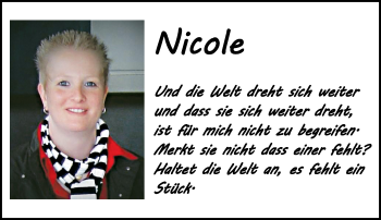 Traueranzeige von Nicole Rabanus von Trauerportal Echo Online