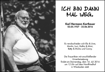 Traueranzeige von Karl Hermann Kortheuer von Trauerportal Rhein Main Presse