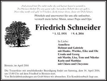 Traueranzeige von Friedrich Schneider von  GT Extra