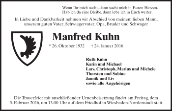 Traueranzeige von Manfred Kuhn von  Wiesbaden komplett