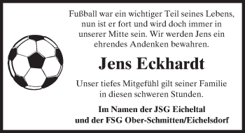 Traueranzeige von Jens Eckhardt von  Kreisanzeiger