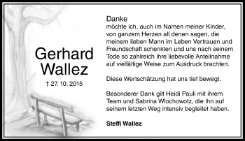Traueranzeige von Gerhard Wallez von  Camberger Anzeiger