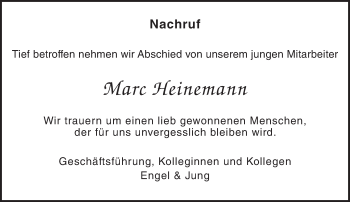 Traueranzeige von Marc Heinemann von  Gießener Anzeiger