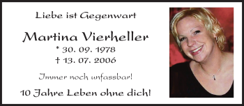 Traueranzeige von Martina Vierheller von Trauerportal Rhein Main Presse