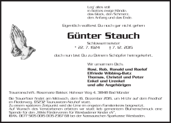 Traueranzeige von Günter Stauch von  Wiesbaden komplett