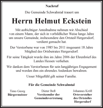 Traueranzeige von Helmut Eckstein von VRM Trauer
