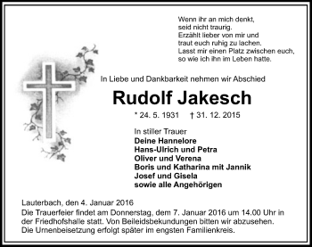 Traueranzeige von Rudolf Jakesch von VRM Trauer