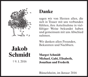 Traueranzeige von Jakob Schmidt von  Mainspitze Traueranzeige von Jakob Schmidt von  Mainspitze