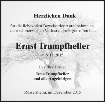 Traueranzeige von Ernst Trumpfheller von  Mainspitze Traueranzeige von Ernst Trumpfheller von  Mainspitze