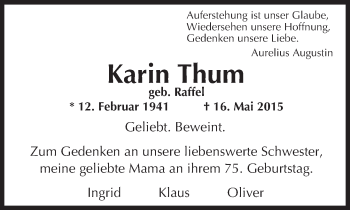 Traueranzeige von Karin Thum von  Wiesbaden komplett