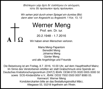 Traueranzeige von Werner Meng von Trauerportal Rhein Main Presse Traueranzeige von Werner Meng von Trauerportal Rhein Main Presse
