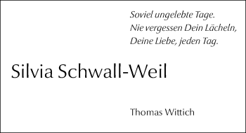 Traueranzeige von Silvia Schwall-Weil von  Wiesbaden komplett