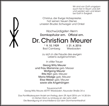 Traueranzeige von Christian Meurer von  Wiesbaden komplett