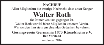 Traueranzeige von Walter Roth von trauer.rmp.de Traueranzeige von Walter Roth von trauer.rmp.de