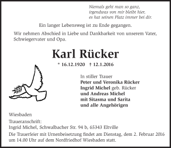 Traueranzeige von Karl Rücker von  Wiesbaden komplett