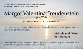 Traueranzeige von Margot Valentina Freudenstein von  Bürstädter Zeitung