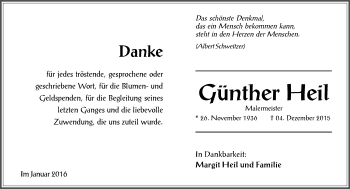 Traueranzeige von Günther Heil von  Allg. Zeitung Bad Kreuznach