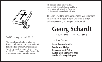Traueranzeige von Georg Schardt von  Camberger Anzeiger