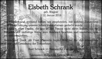Traueranzeige von Elsbeth Schrank von  Wiesbaden komplett